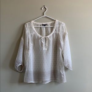 American Eagle Sheer Tunic Blouse with Ruffles